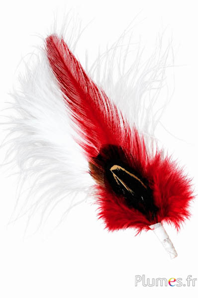 Gesteck Hahnenkreuz-Fasan - 12 cm x 3 cm - weiss-rot